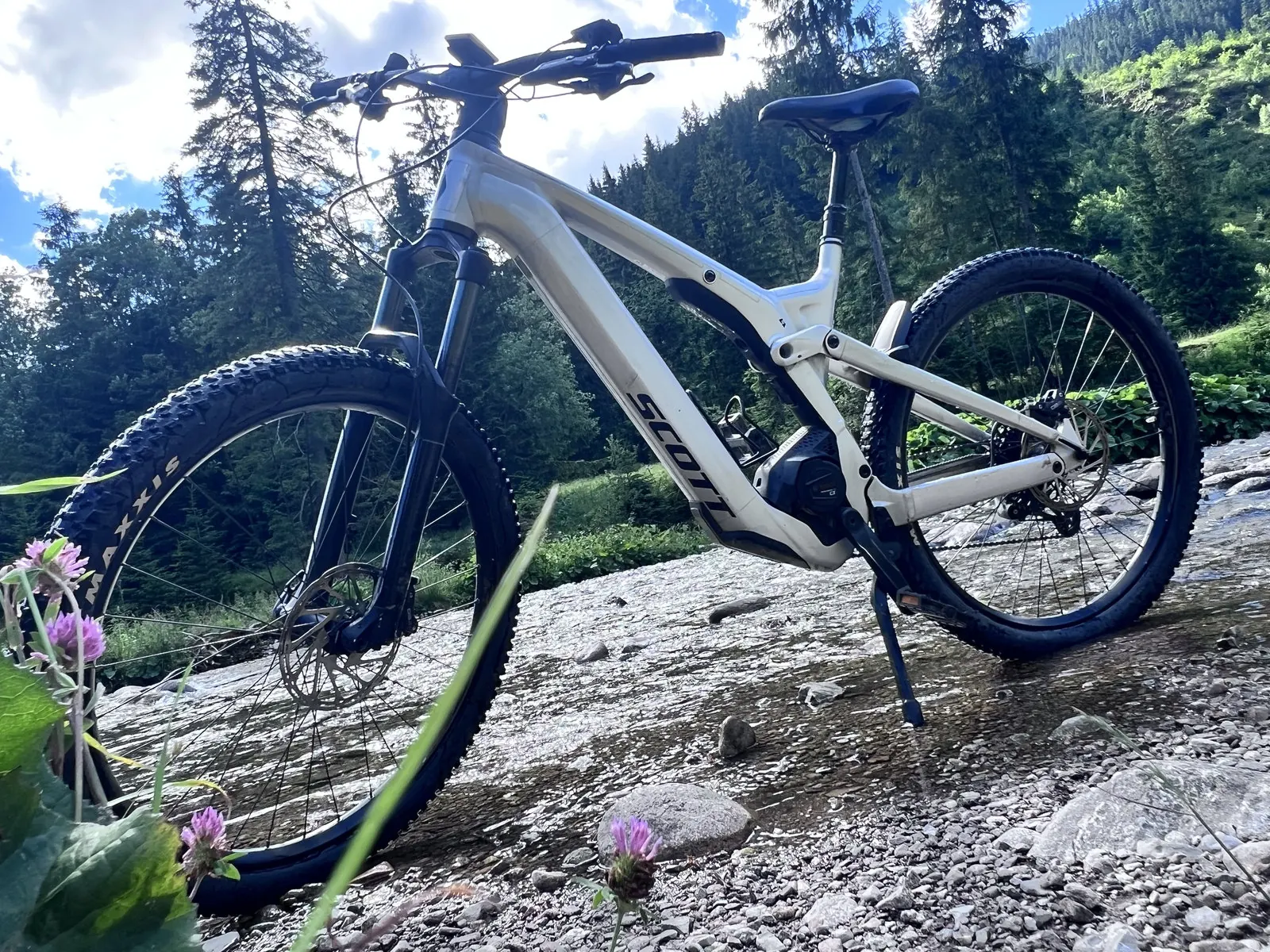 E-bike pri Chochołowskom potoku medzi kvetmi